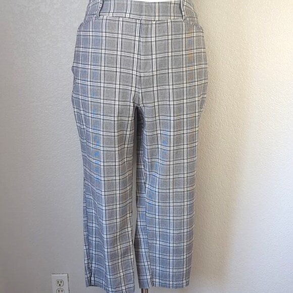 Ava & Viv  Plus Size 20 Ankle Pants Cream Plaid High-Rise Tapered - Picture 5 of 9